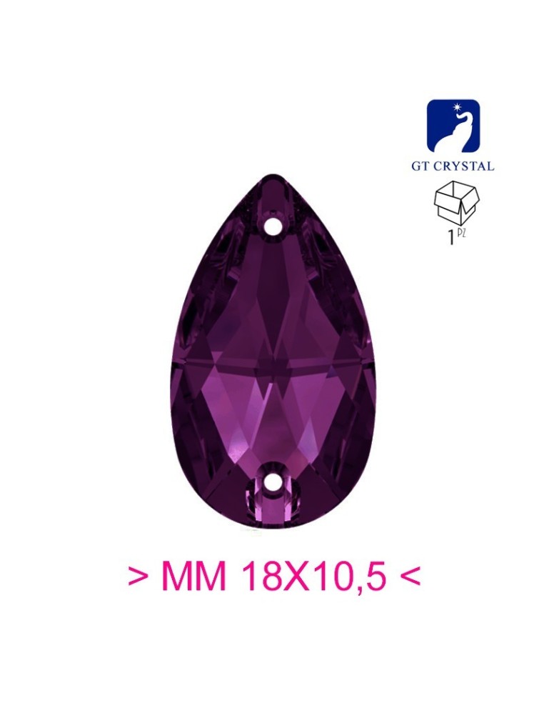 Pietra da Cucire in Cristallo GT Crystal Goccia mm 18x10,5 Amethyst - 1PZ