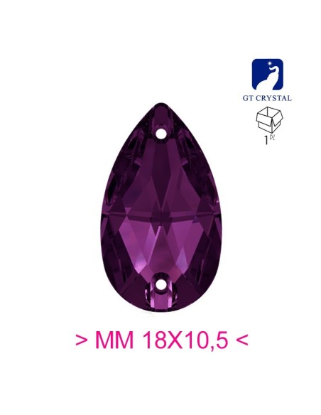 Pietra da Cucire in Cristallo GT Crystal Goccia mm 18x10,5 Amethyst - 1PZ