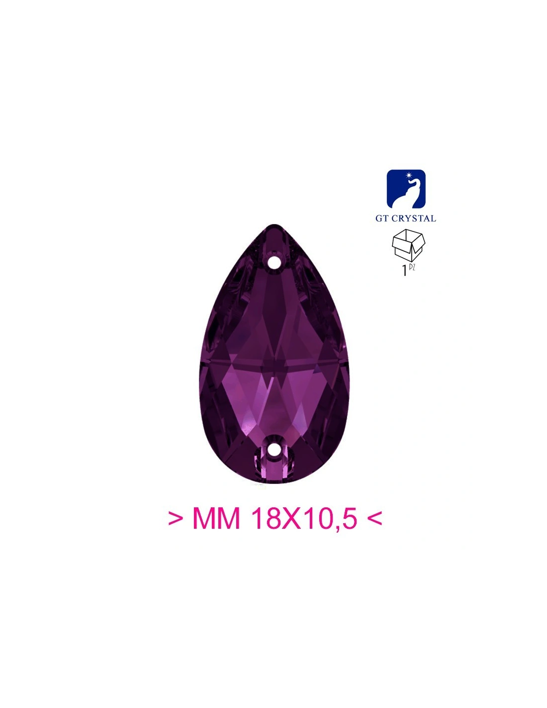 Stone Drop mm 18x10,5 Crystal - 1PC - Stone to be sewn all crystal