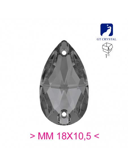 Pietra da Cucire in Cristallo GT Crystal Goccia mm 18x10,5 Black Diamond - 1PZ Pietra da Cucire in Cristallo GT Crystal Goccia mm 18x10,5 Black Diamond - 1PZ