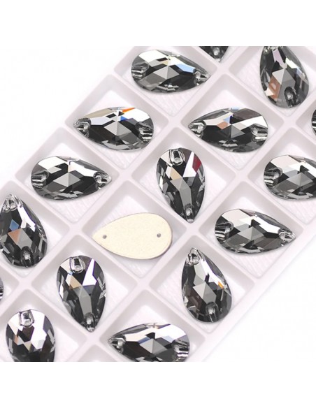 Pietra da Cucire in Cristallo GT Crystal Goccia mm 18x10,5 Black Diamond - 1PZ Pietra da Cucire in Cristallo GT Crystal Goccia mm 18x10,5 Black Diamond - 1PZ