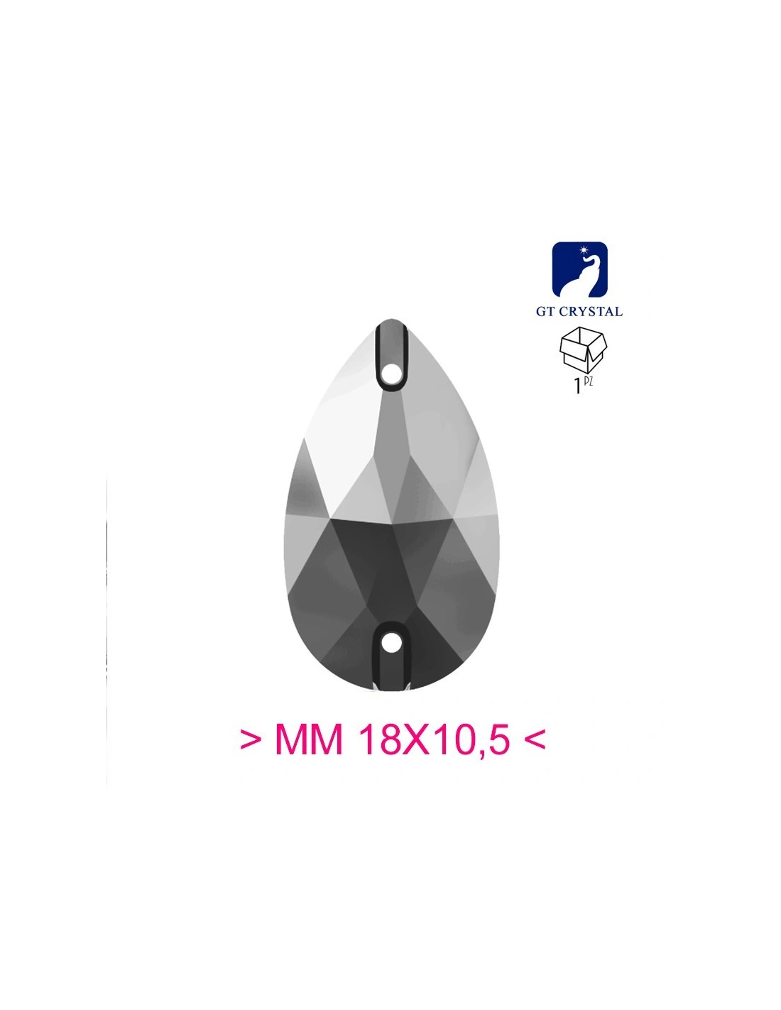 Stone Drop mm 18x10,5 Crystal - 1PC - Stone to be sewn all crystal