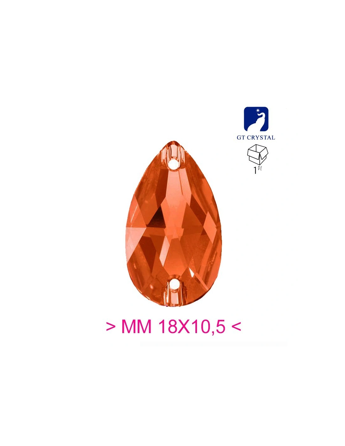 Stone Drop mm 18x10,5 Crystal - 1PC - Stone to be sewn all crystal