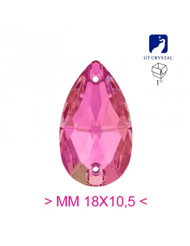 Pietra da Cucire in Cristallo GT Crystal Goccia mm 18x10,5 Rose- 1PZ