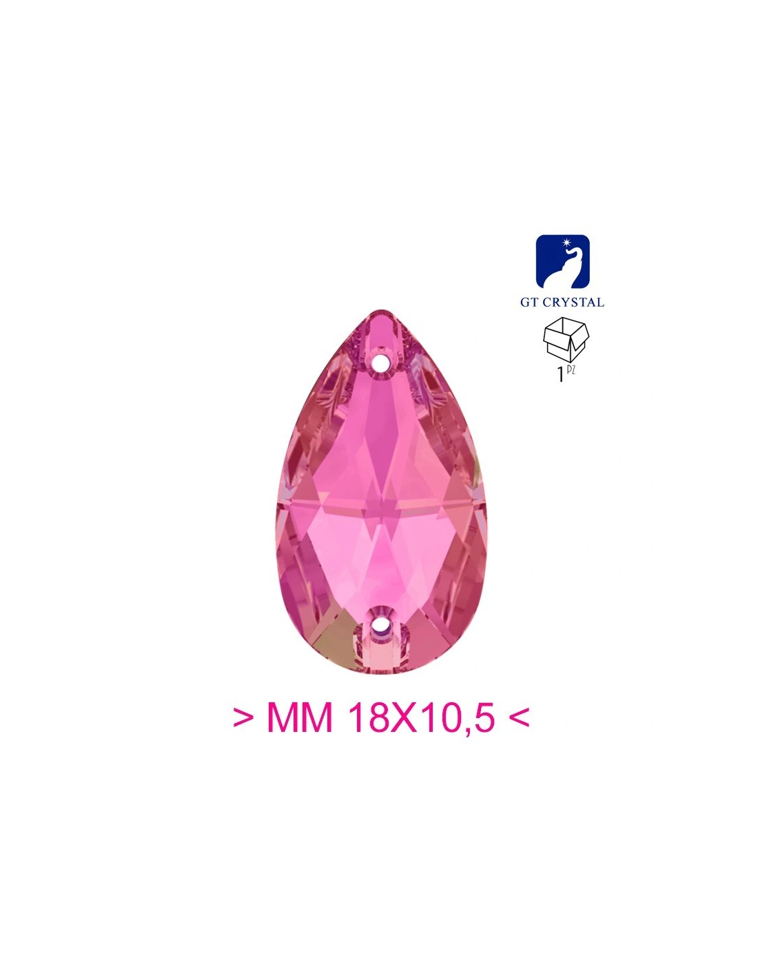 Stone Drop mm 18x10,5 Light Rose- 1PC - Stone to be sewn all crystal
