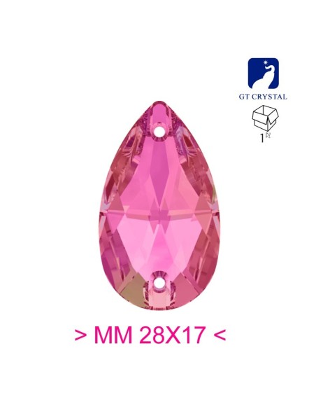 Pietra da Cucire in Cristallo GT Crystal Goccia mm 28x17 Rose - 1PZ