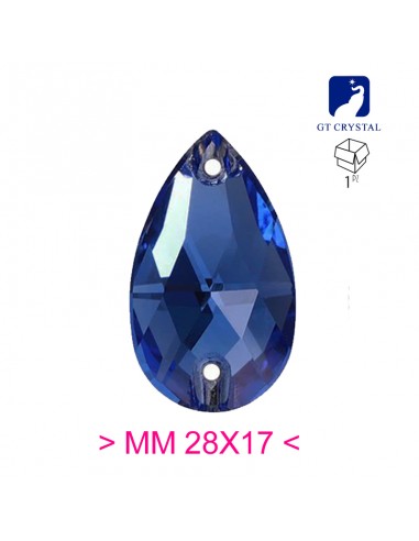 Pietra da Cucire in Cristallo GT Crystal Goccia mm 28x17 Sapphire- 1PZ