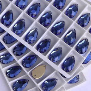 Pietra da Cucire in Cristallo GT Crystal Goccia mm 28x17 Sapphire- 1PZ 2