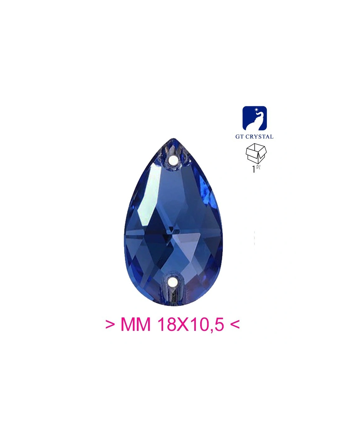 Stone Drop mm 18x10,5 Sapphire - 1PC - Stone to be sewn all crystal