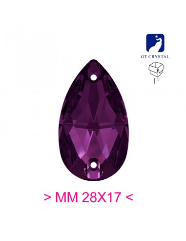 Pietra da Cucire in Cristallo GT Crystal Goccia mm 28x17 Amethyst - 1PZ