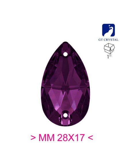 Pietra da Cucire in Cristallo GT Crystal Goccia mm 28x17 Amethyst - 1PZ