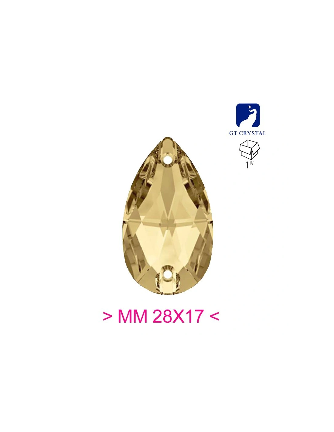 Pietra da Cucire in Cristallo GT Crystal Goccia mm 28x17 Golden Shadow - 1PZ