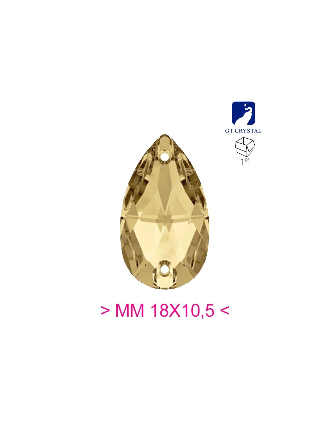 Stone Drop mm 18x10,5 Crystal - 1PC - Stone to be sewn all crystal