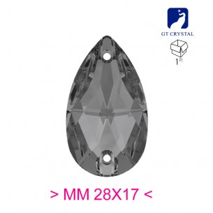 Pietra da Cucire in Cristallo GT Crystal Goccia mm 28x17 Black Diamond - 1PZ