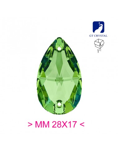 Pietra da Cucire in Cristallo GT Crystal Goccia mm 28x17 Peridot - 1PZ