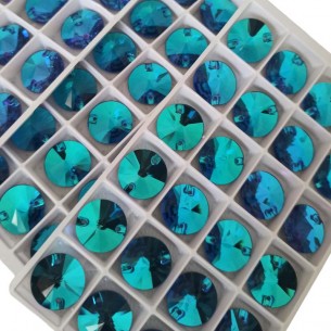 Pietra da Cucire in Cristallo GT Crystal Tondo mm 14 Blu Zircon - 1PZ 2