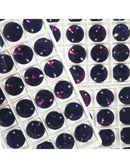 Stone Round mm 14 Fuchsia- 1PC - Stone to be sewn all crystal