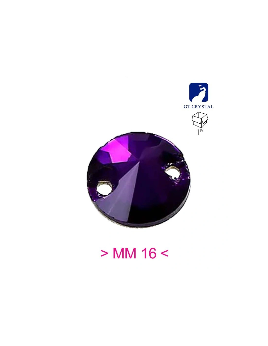 Stone Round mm 16 Crystal- 1PC - Stone to be sewn all crystal