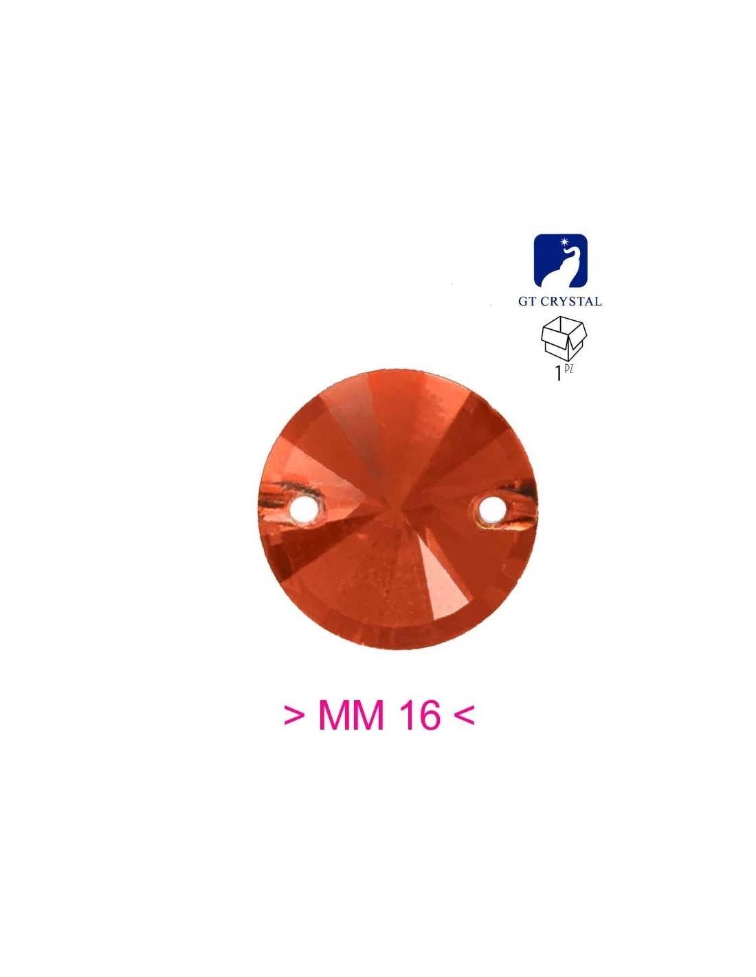 Pietra da Cucire in Cristallo GT Crystal Tondo mm 16 Sun - 1PZ