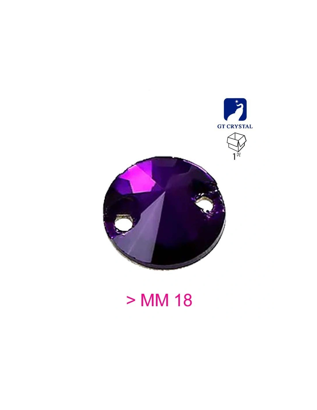 Pietra da Cucire in Cristallo GT Crystal Tondo mm 18 Purple Velvet - 1PZ