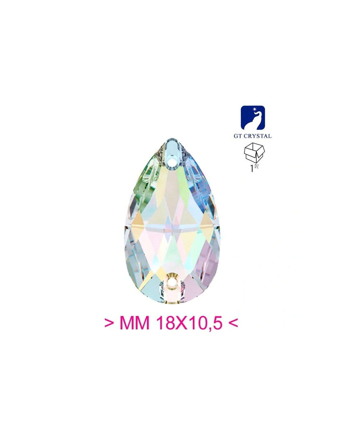 Stone Drop mm 18x10,5 Crystal AB - 1PC - Stone to be sewn all crystal
