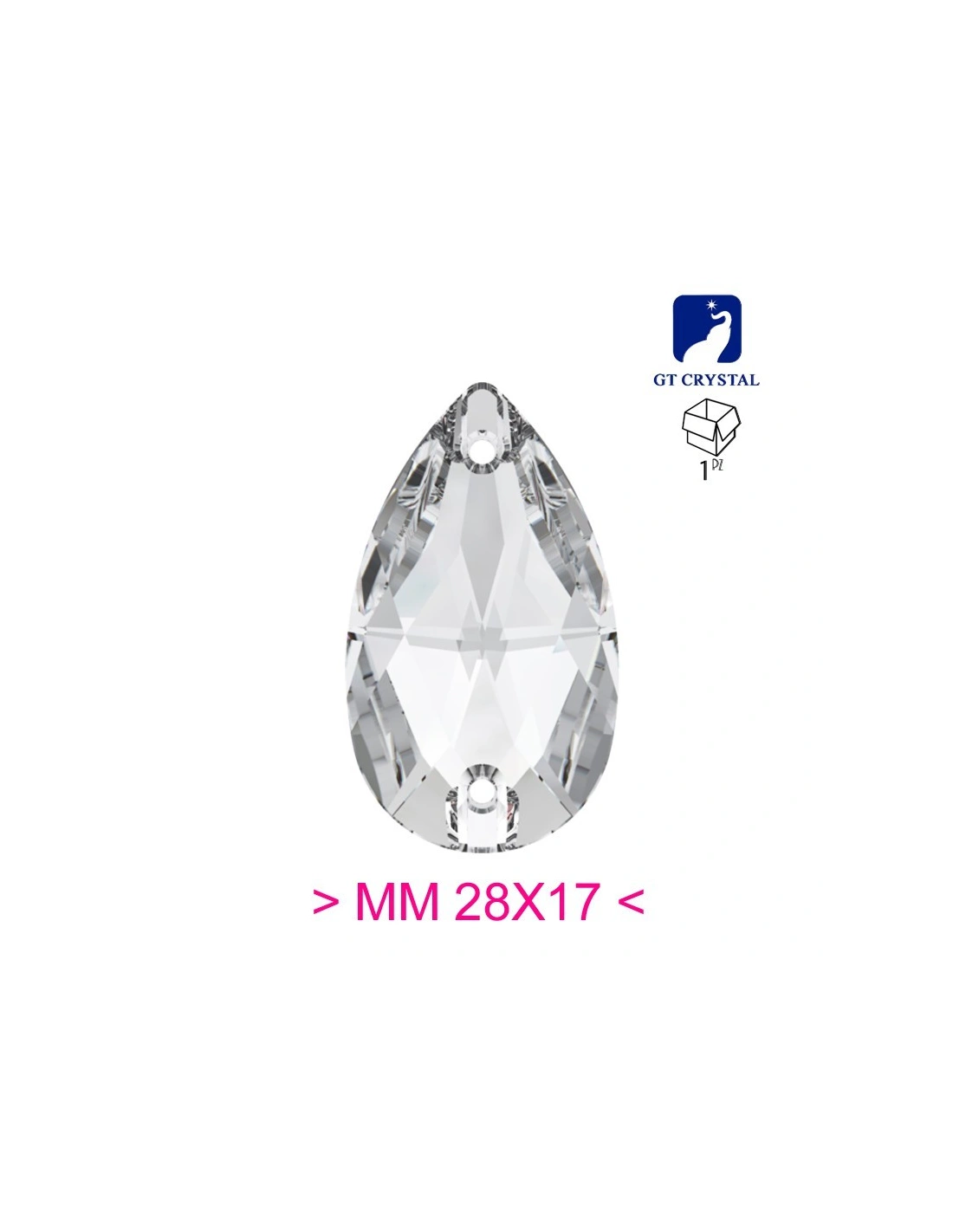 Pietra da Cucire in Cristallo GT Crystal Goccia mm 28x17 Crystal - 1PZ