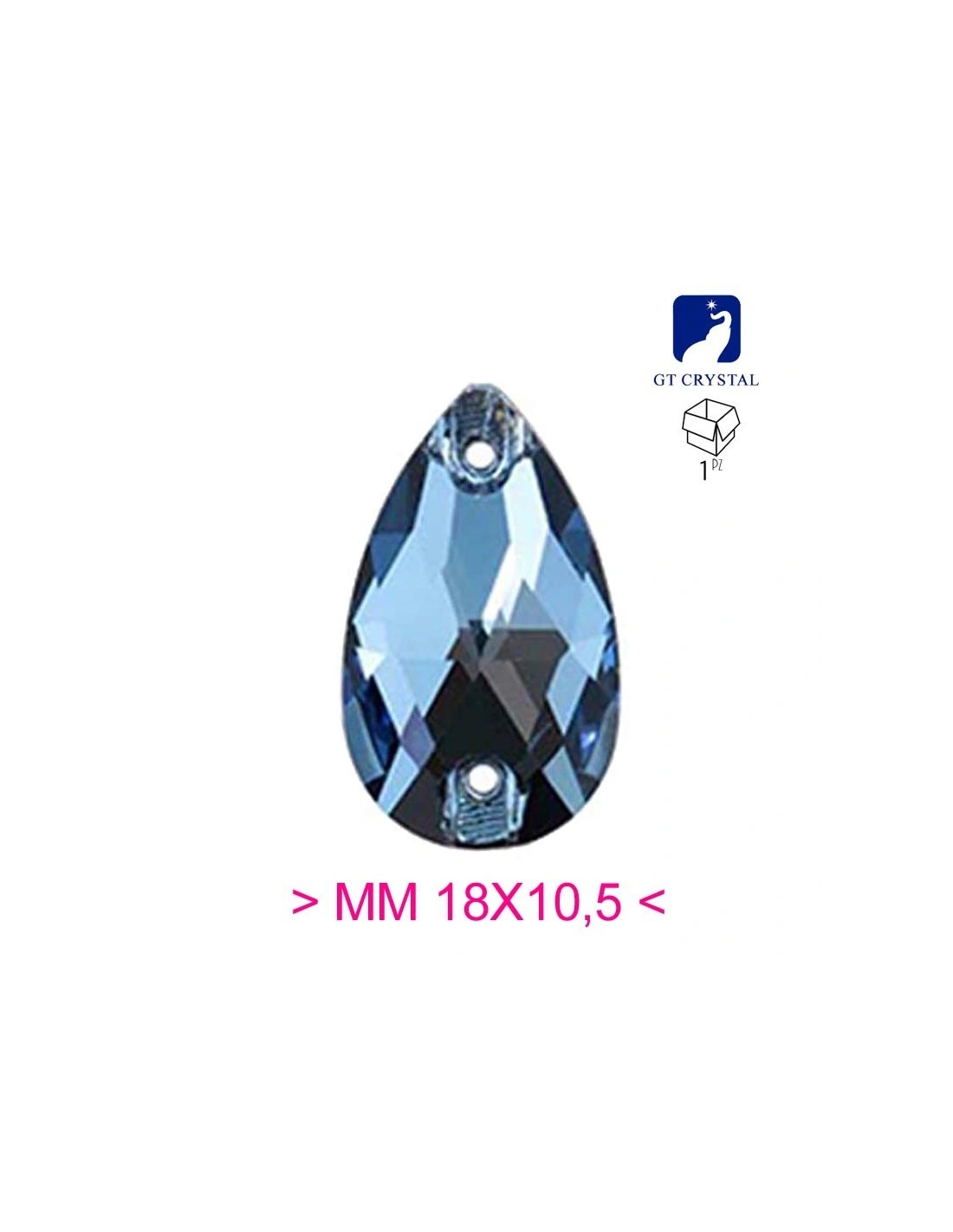 Stone Drop mm 18x10,5 Aquamarine - 1 PC - Stone to be sewn all crystal