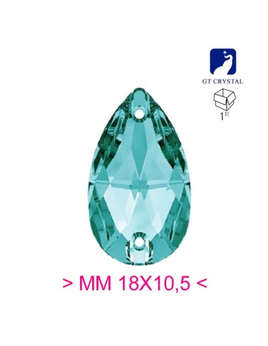 Pietra da Cucire in Cristallo GT Crystal Goccia mm 18x10,5 Blue Zircon - 1PZ