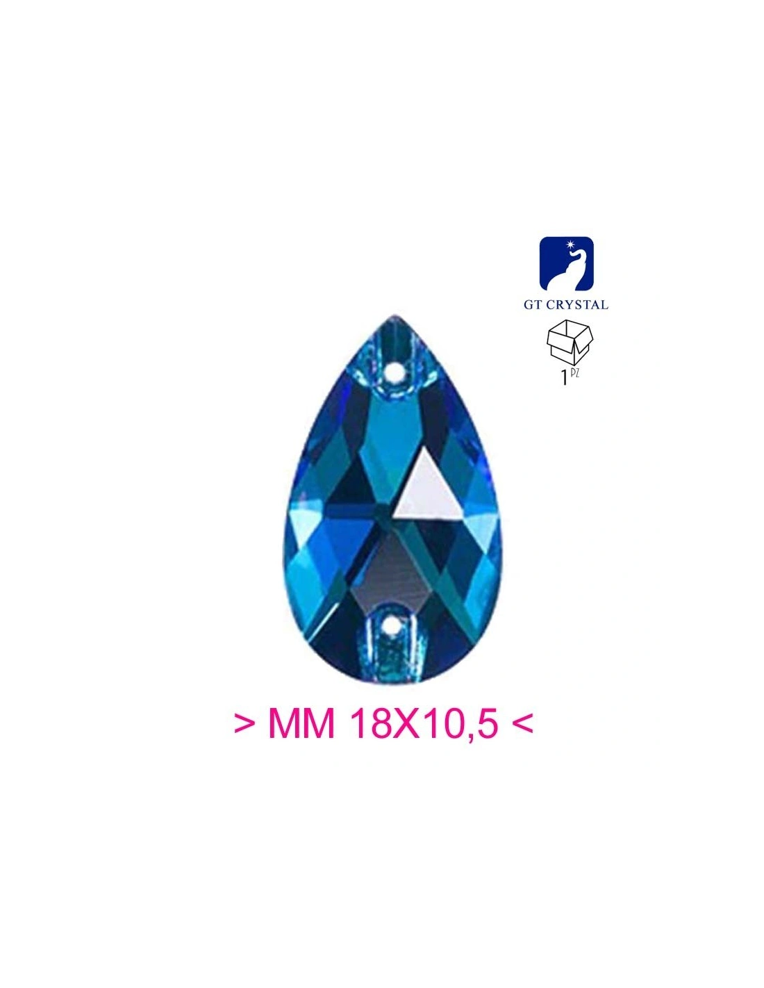 Stone Drop mm 18x10,5 Capri Blu - 1PC - Stone to be sewn all crystal