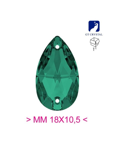 Stone Drop mm 18x10,5 Emerald - 1PC - Stone to be sewn all crystal