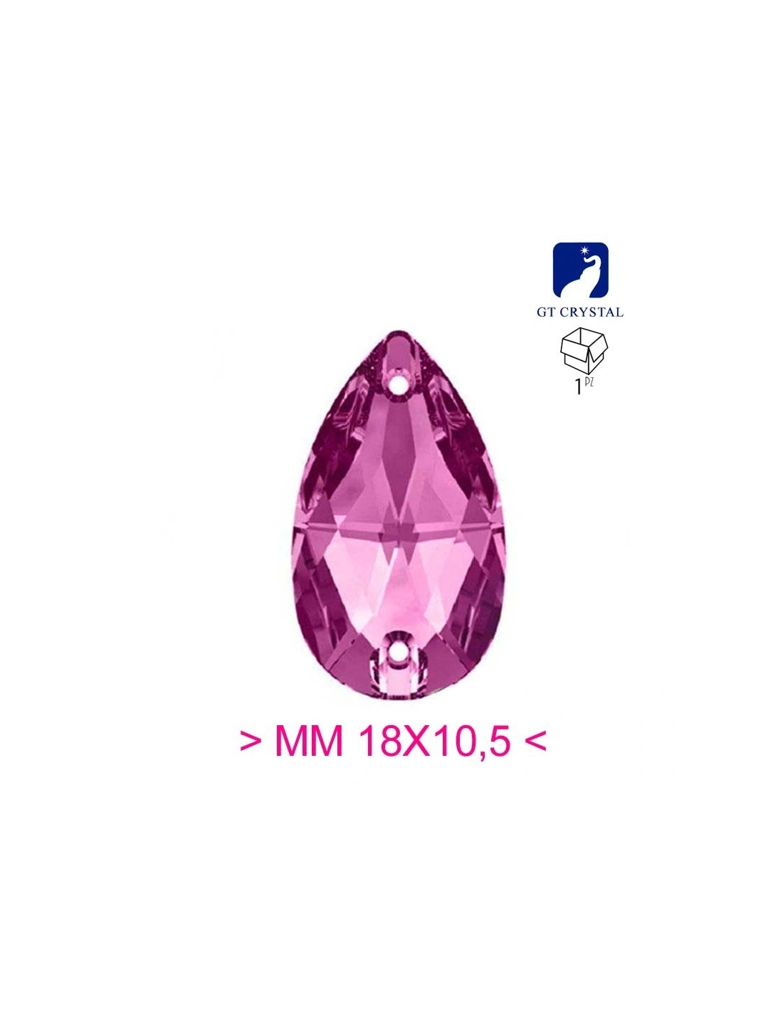 Stone Drop mm 18x10,5 Fuchsia - 1PC - Stone to be sewn all crystal