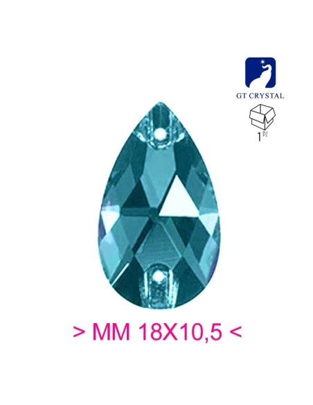 Pietra da Cucire in Cristallo GT Crystal Goccia mm 18x10,5 Indicolite - 1PZ