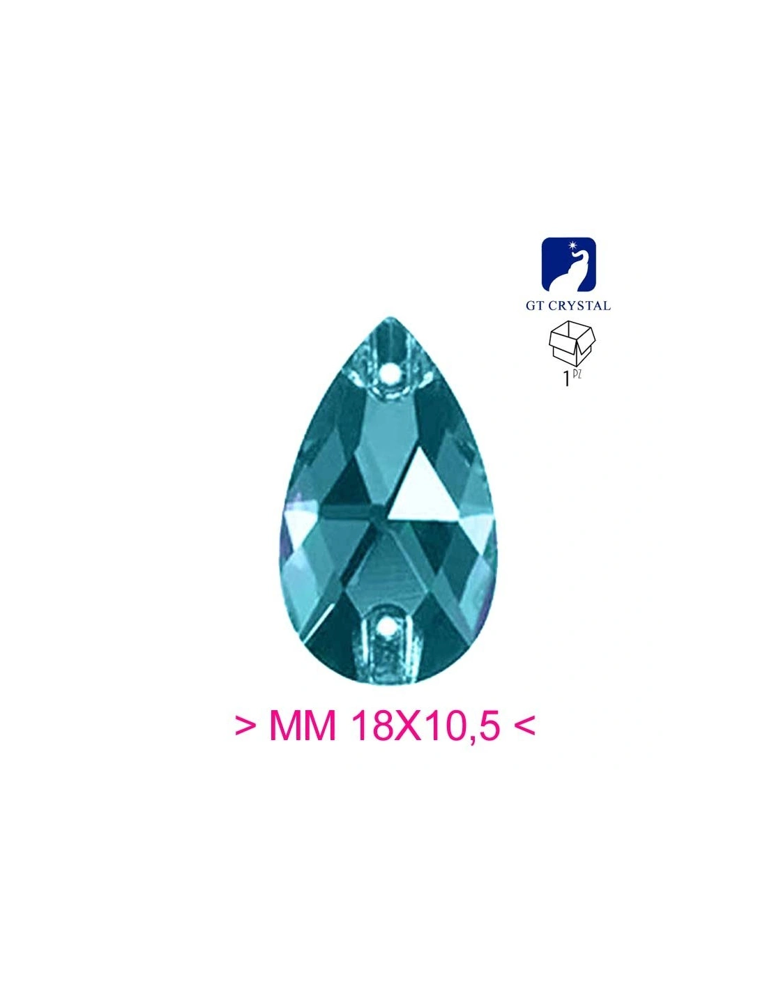 Pietra da Cucire in Cristallo GT Crystal Goccia mm 18x10,5 Indicolite - 1PZ