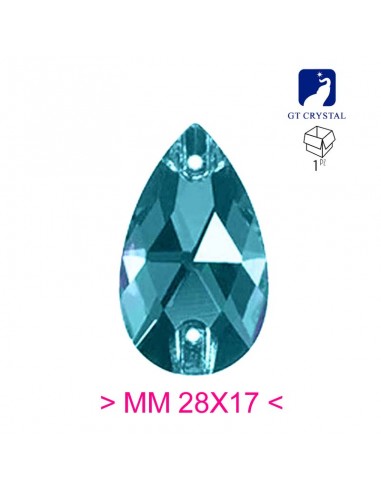 Pietra da Cucire in Cristallo GT Crystal Goccia mm 28x17 Indicolite - 1PZ