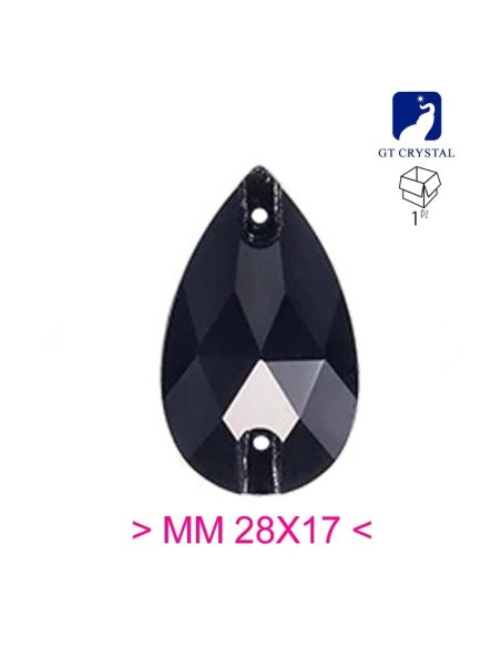 Stone Drop mm 28x17 Jet - 1PC - Stone to be sewn all crystal