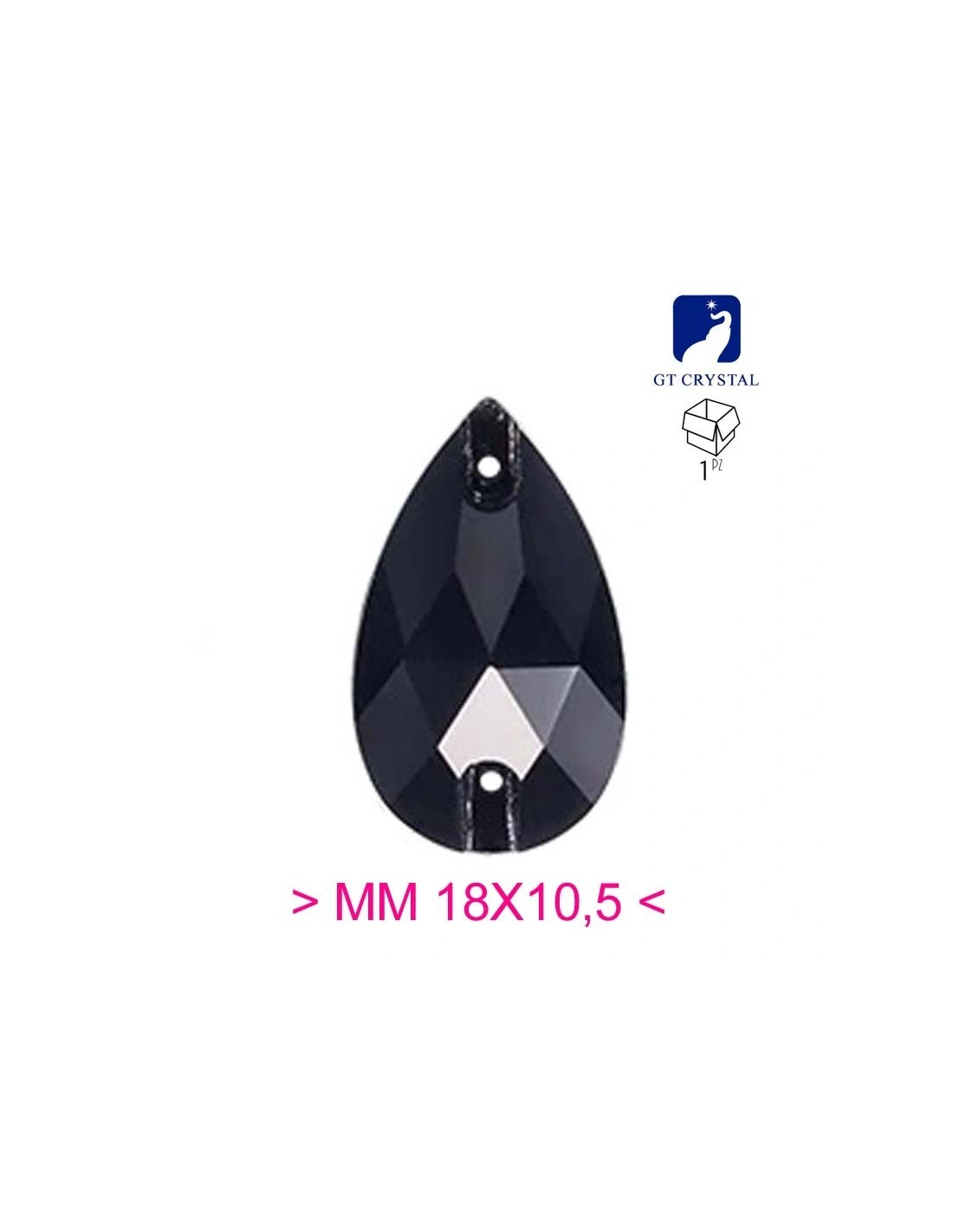 Stone Drop mm 18x10,5 Jet - 1PC - Stone to be sewn all crystal