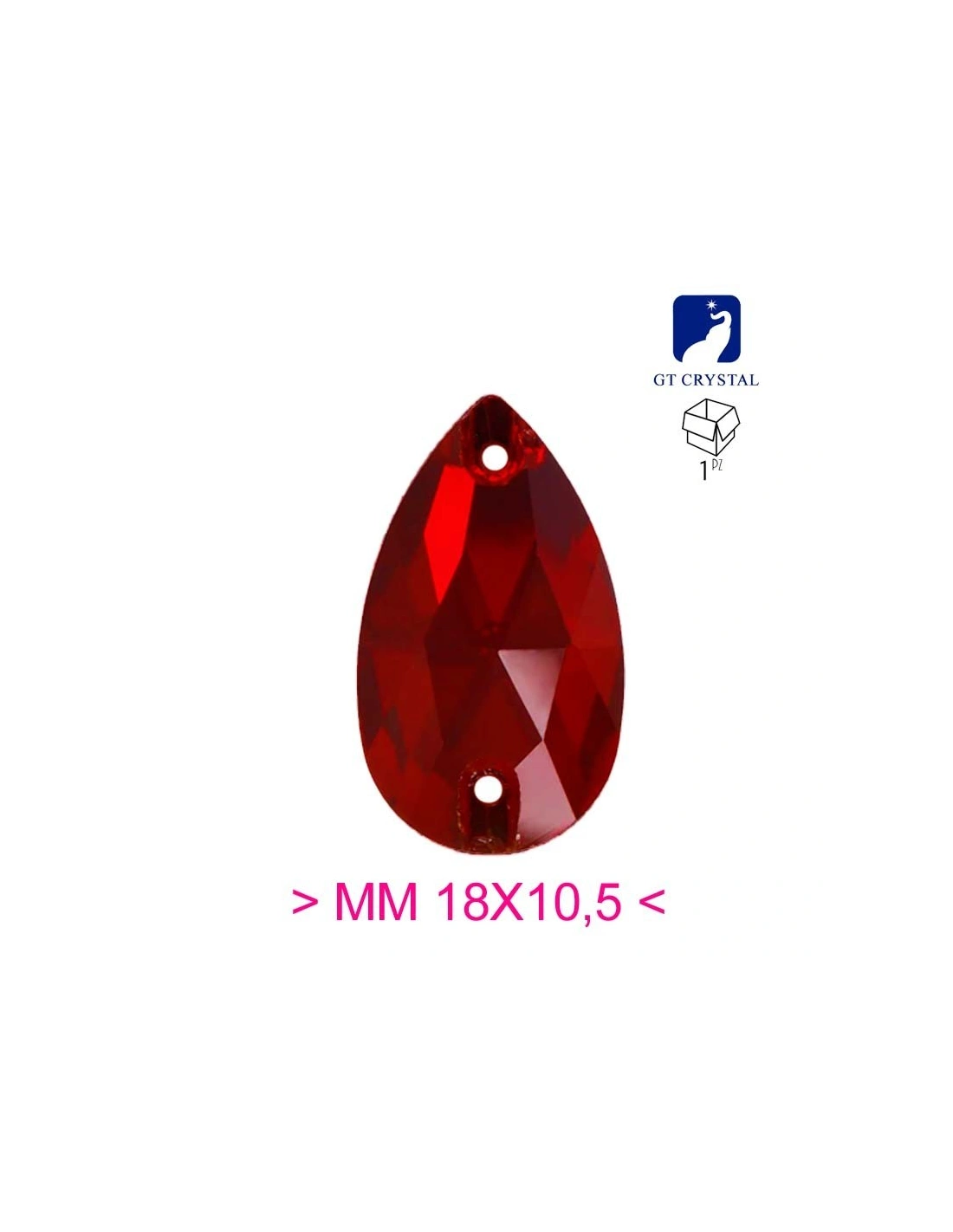 Stone Drop mm 18x10,5 Siam - 1PC - Stone to be sewn all crystal