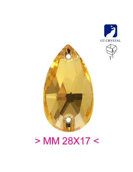 Pietra da Cucire in Cristallo GT Crystal Goccia mm 28x17 Light Topaz  - 1PZ