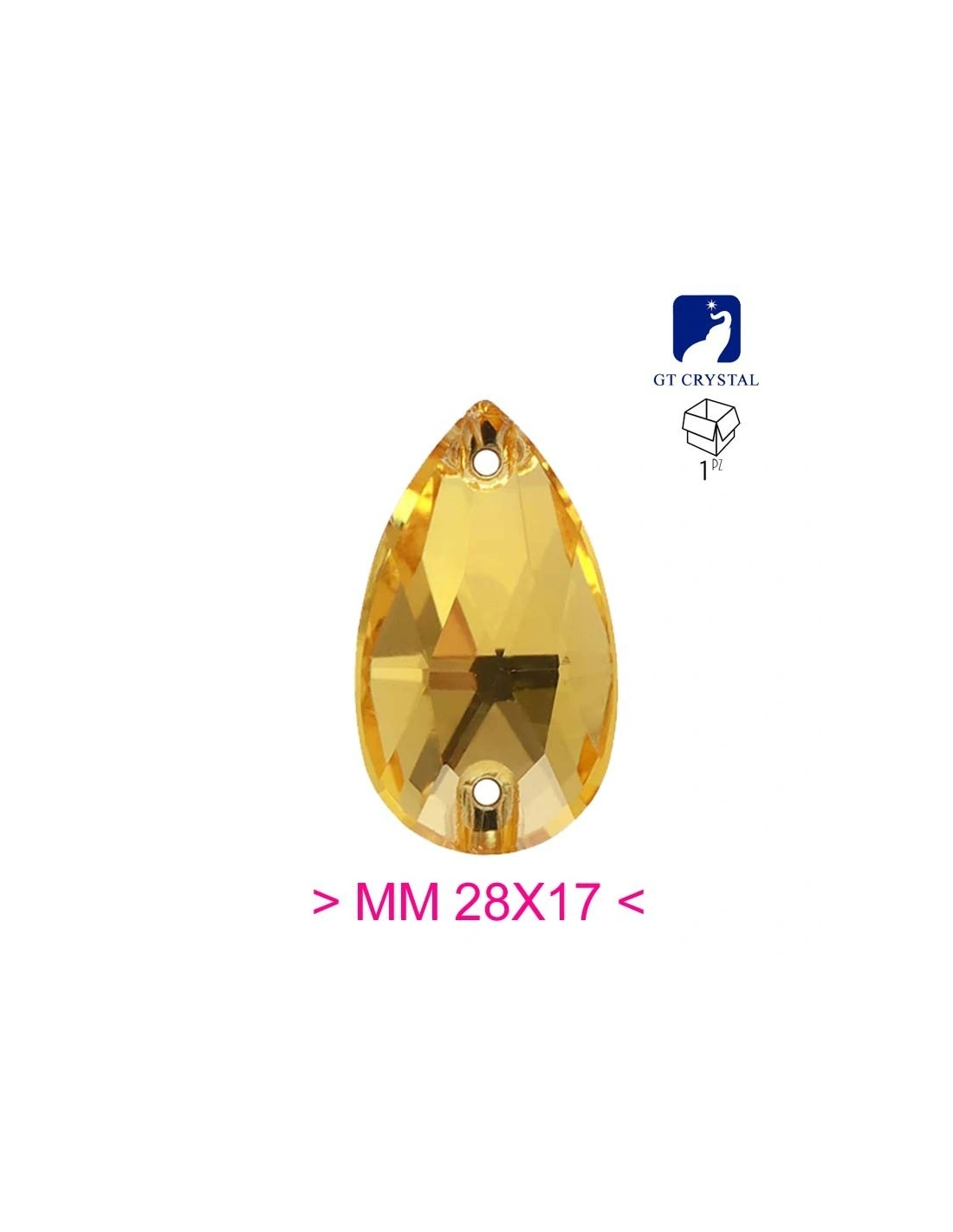 Stone Drop mm 28x17 Light Topaz - 1PC - Stone to be sewn all crystal