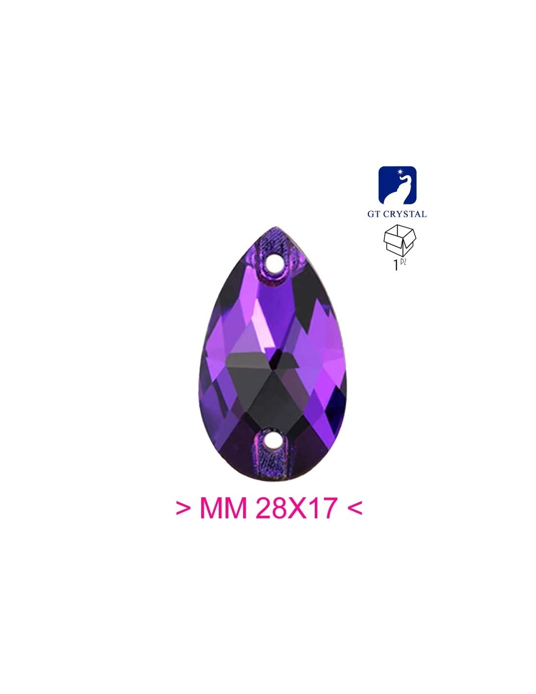 Stone Drop mm 28x17 Purple Velvet - 1PC - Stone to be sewn all crystal