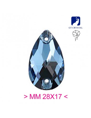 Pietra da Cucire in Cristallo GT Crystal Goccia mm 28x17 Aquamarine - 1PZ