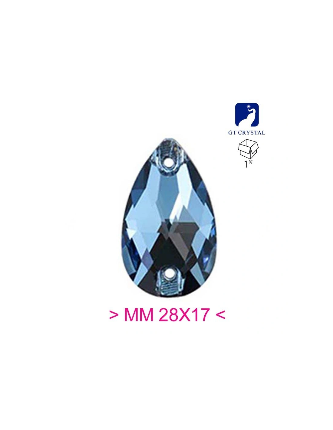 Stone Drop mm 28x17 Aquamarine - 1PC - Stone to be sewn all crystal