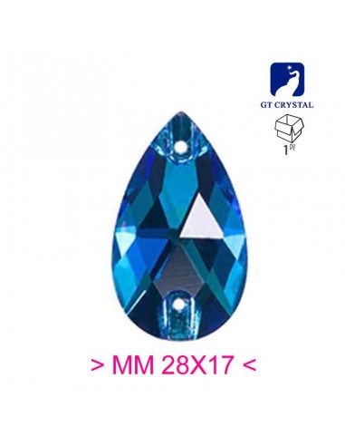 Pietra da Cucire in Cristallo GT Crystal Goccia mm 28x17 Capri Blu - 1PZ