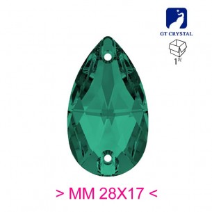 Pietra da Cucire in Cristallo GT Crystal Goccia mm 28x17 Emerald - 1PZ