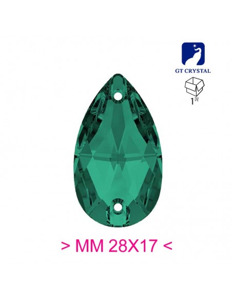Pietra da Cucire in Cristallo GT Crystal Goccia mm 28x17 Emerald - 1PZ