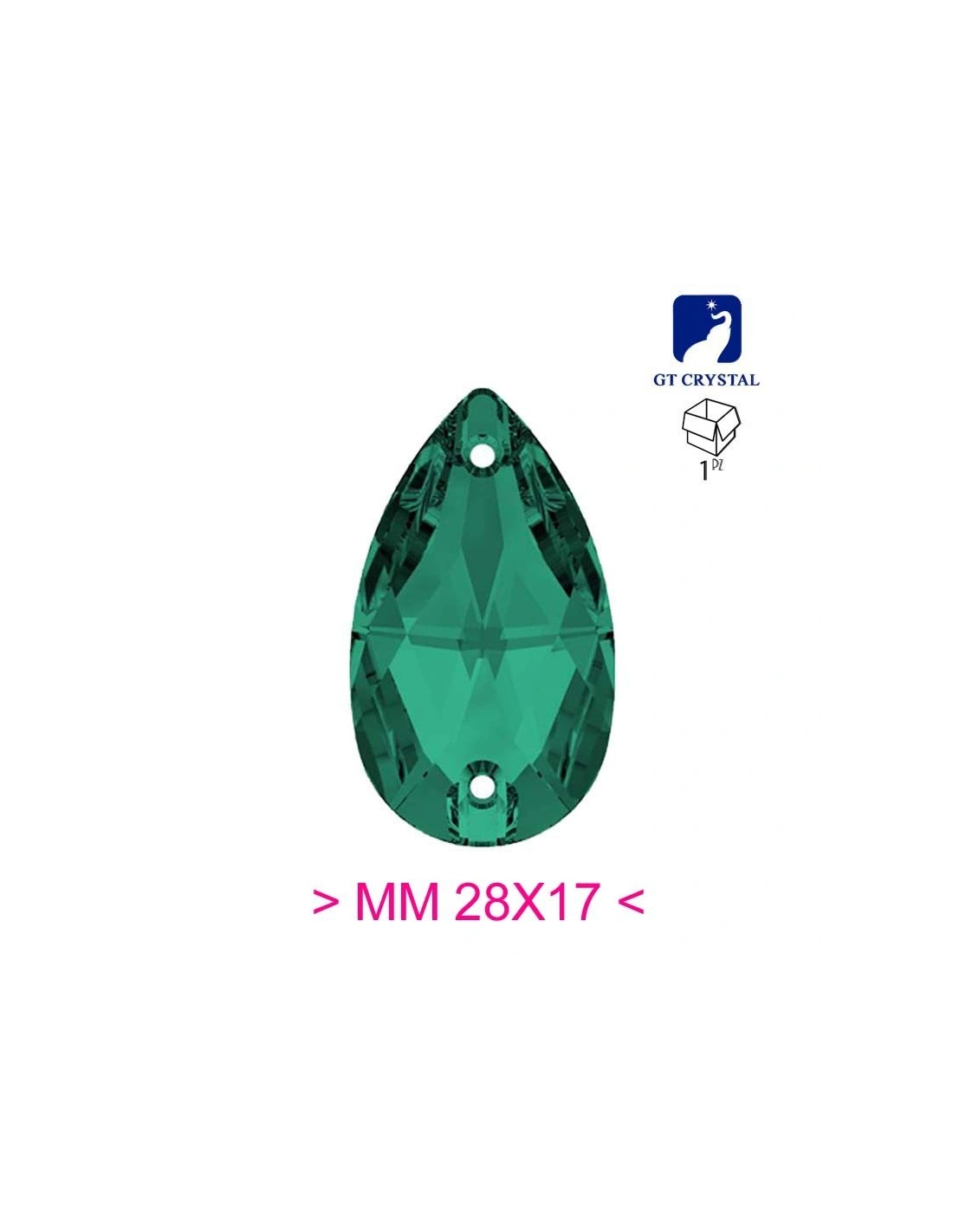 Stone Drop mm 28x17 Emerald - 1PC - Stone to be sewn all crystal