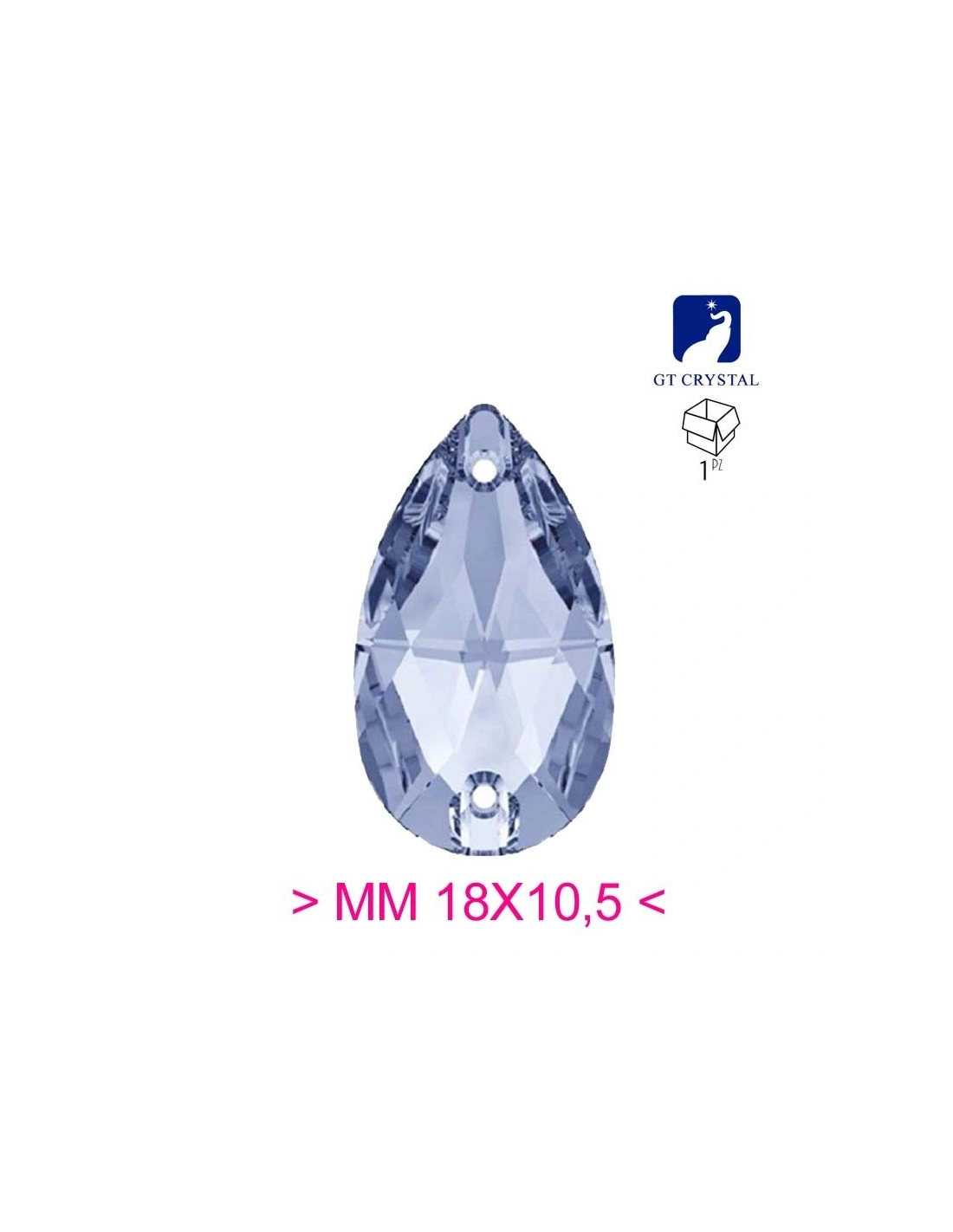Stone Drop mm 18x10,5 Light Sapphire - 1PC - Stone to be sewn all crystal
