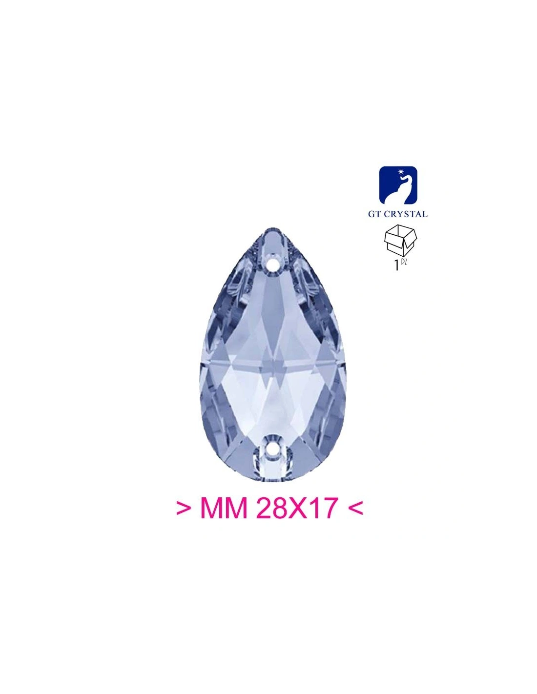 Stone Drop mm 28x17 Light Sapphire - 1PC - Stone to be sewn all crystal