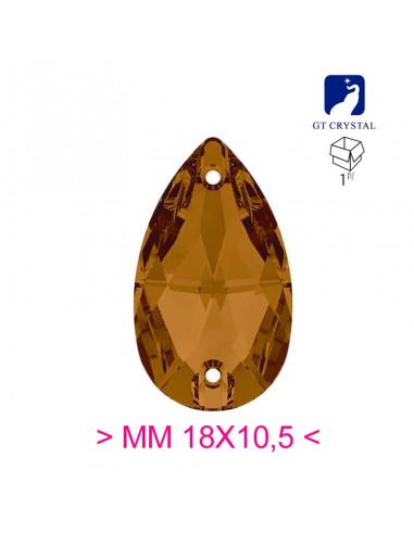 Pietra da Cucire in Cristallo GT Crystal Goccia mm 18x10,5 Amber - 1PZ