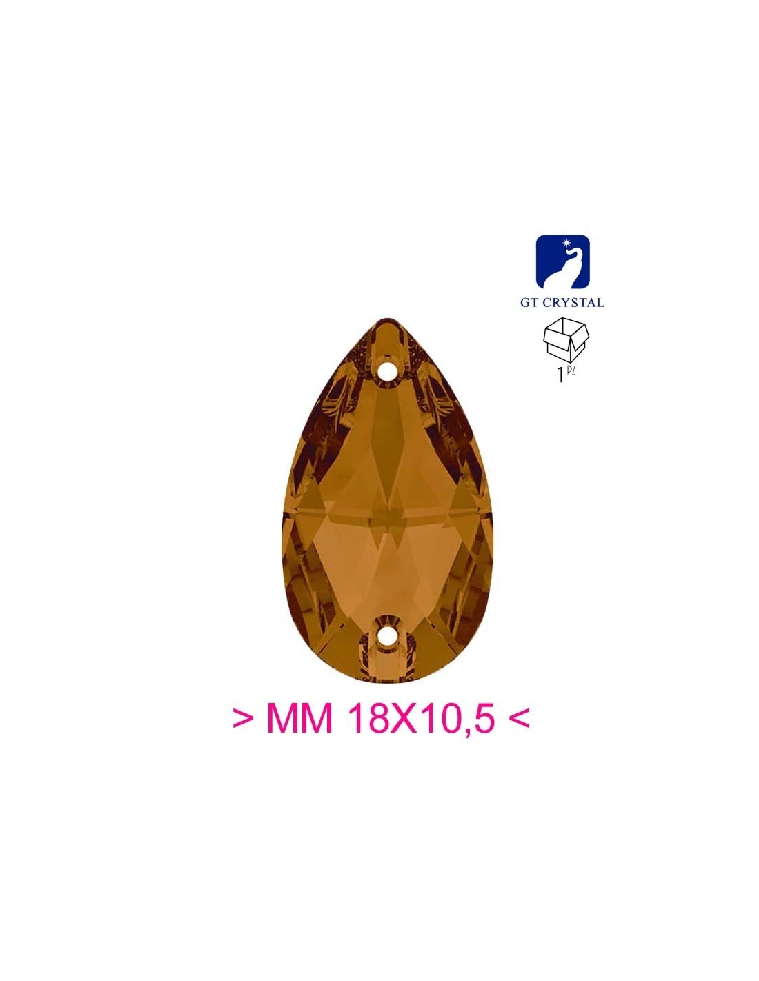 Stone Drop mm 18x10,5 Indicolite - 1PC - Stone to be sewn all crystal